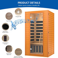 Infrared Sauna Built for Daily Wellness, 2-Person Capacity, Low EMF Carbon Panels, Canadian Hemlock Wood