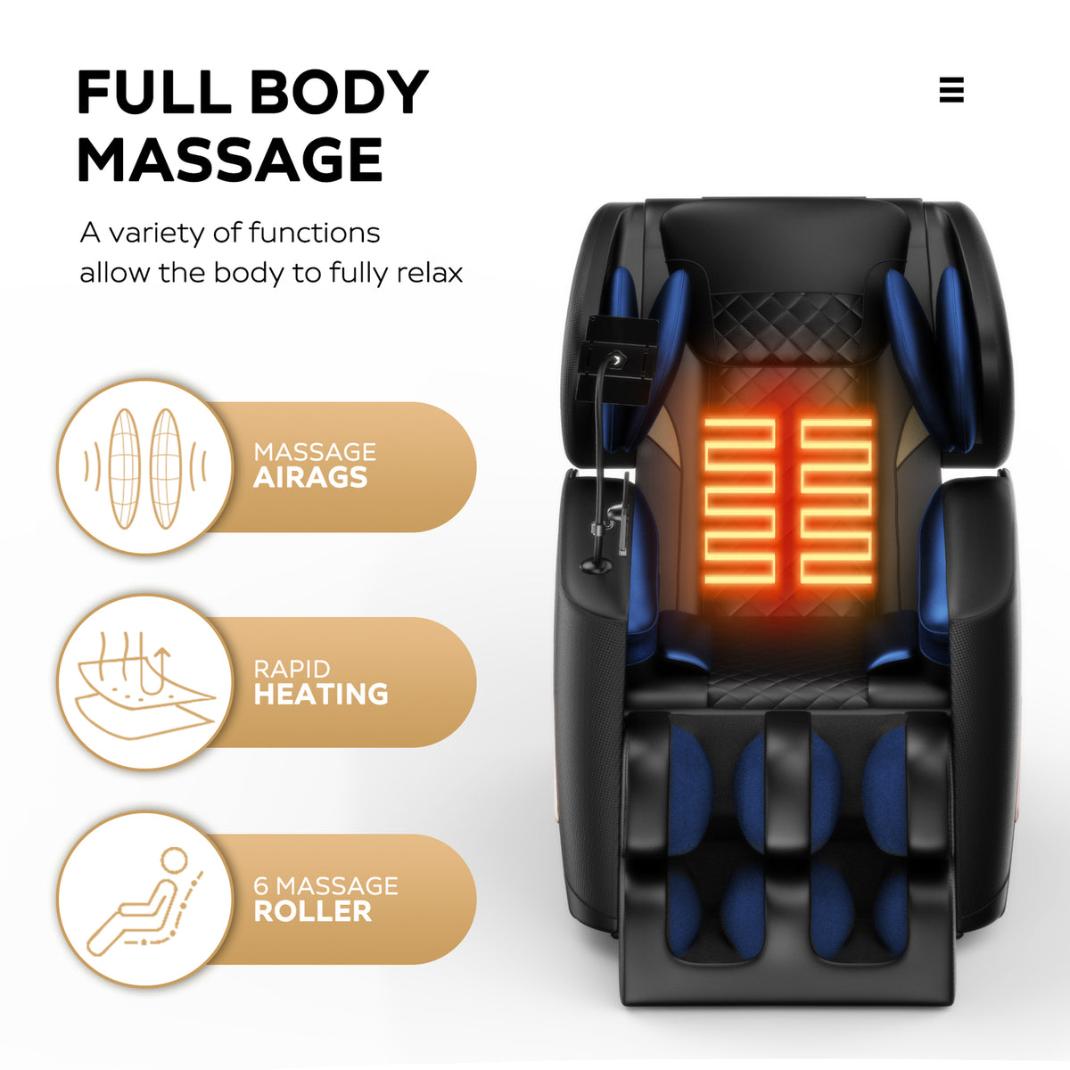 Modern Massage Chair Recliner with Zero Gravity with Full Body Air Pressure
