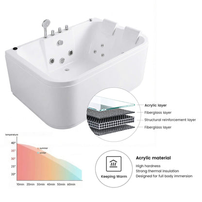 Lagoona 61-Inch 2-Person Acrylic Whirlpool Massage Bathtub With 16 Water Jets And LED Lights (SAK15780)