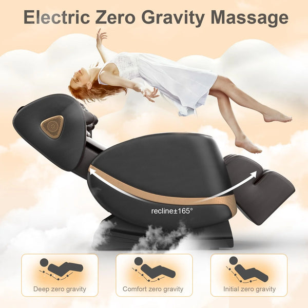 Full Body Massage Chair Designed for Deep Relaxation, Zero Gravity Mode, 10 Fixed Rollers, Bluetooth, Touch Screen