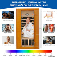 Infrared Sauna Built for Daily Wellness, 2-Person Capacity, Low EMF Carbon Panels, Canadian Hemlock Wood