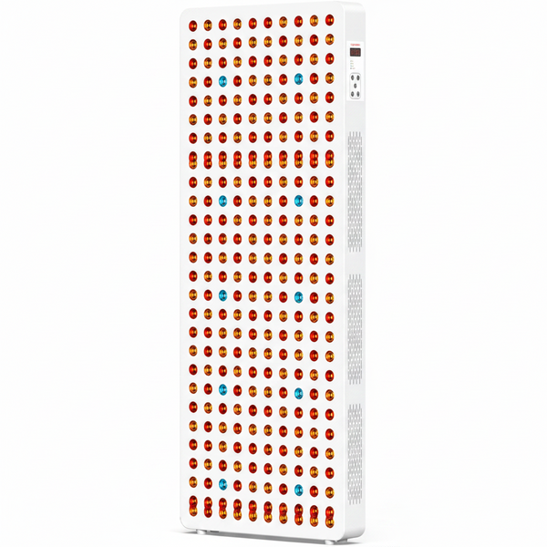 Red Light Therapy Full Body Panel, 480/630/660/810/830/850/1060Nm 7 Wavelengths Blue Red near Infrared Light Device with 300 Dual Chip Clinical Grade Leds, Remote Control, Timer, BO-1500